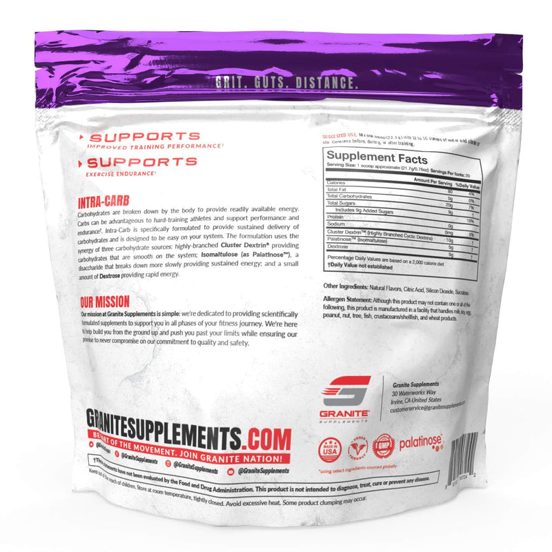 [Australia] - Carb Supplement by Granite Supplements | 20 Servings of Intra-Carb Strawberry Lemonade to Train Longer and Harder, With No Crash or Upset Stomach | Includes Cyclic Dextrin, Isomaltulose, and Dextrose 