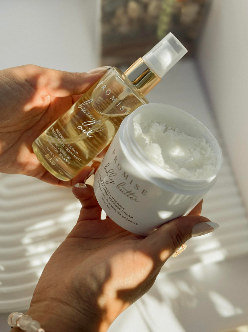[Australia] - Promise Stretch Mark Prevention Kit, Scars and Dry Skin, Ultra-Hydrating Stretch Mark Cream and Stretch Mark Oil for Pregnant Women, Vegan, Non-Toxic, Set 