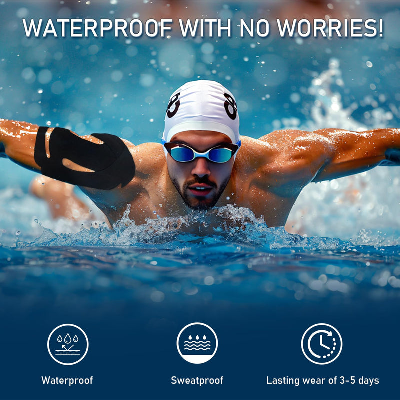 18 Pcs Kinesiology Tape for Shoulder Pain Relief Precut Sport Tape for Shoulder-Support & Stability, Hypoallergenic Latex-Free Athletic Tape for Shoulder, WatreProof & Breathable Muscle Tape(Black) Black-18pcs