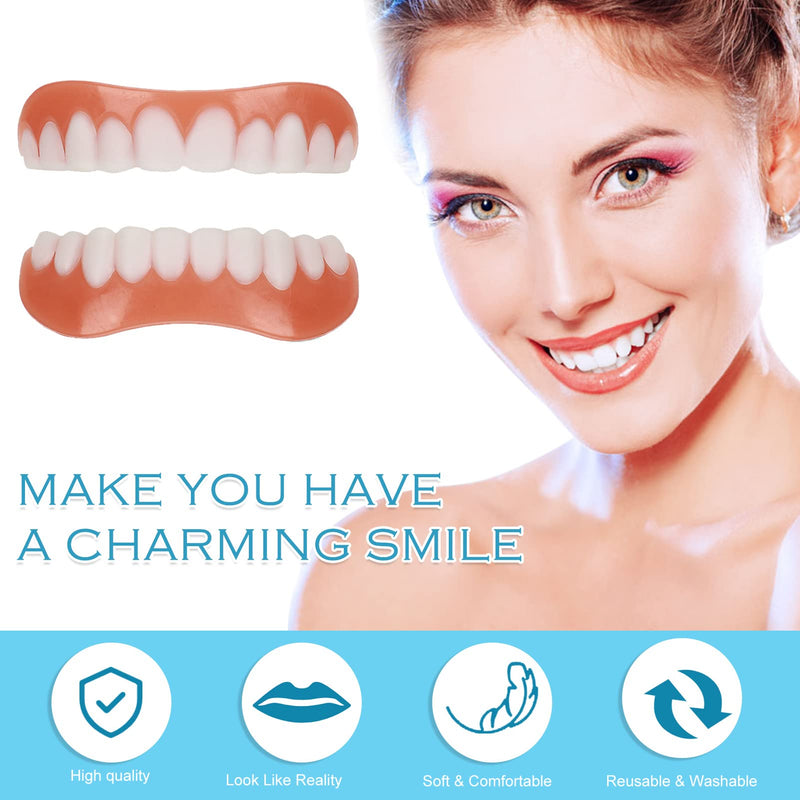 [Australia] - QincLing 2 pairs of false teeth veneers, temporary teeth, artificial teeth, dentures, false teeth, dentures, white temporary dentures with tooth repair beads, teeth, cosmetic tooth cover 