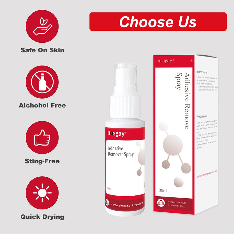 [Australia] - nosgay No-Sting Adhesive Remover Spray - Medical Adhesive Remover 1 Oz - Adhesive Remover for Skin Ostomy Bandage Wound Dressings Wig Glue Remover (1 Pcs) 1 Pcs 