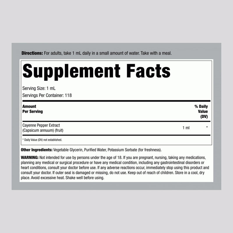 [Australia] - Piping Rock Cayenne Pepper Drops | 4 Fl Oz Tincture | Liquid Extract Supplement | Vegetarian, Alcohol Free | Non-GMO, Gluten Free 