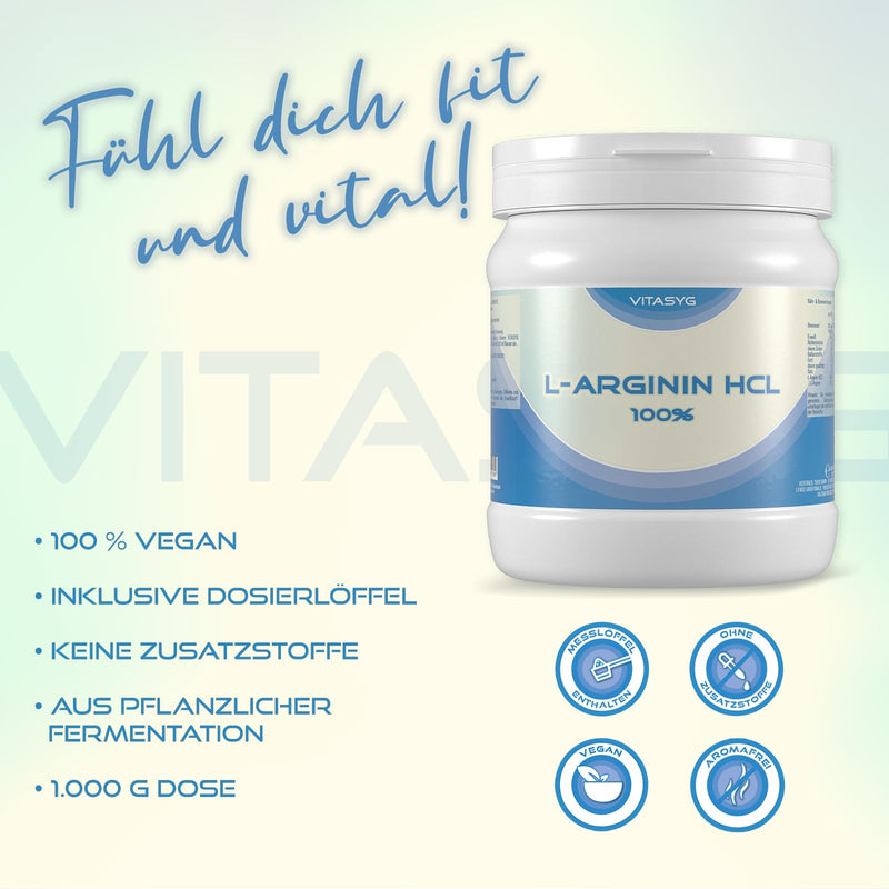 [Australia] - L-Arginine HCL powder 1000g - 1kg - Premium L-Arginine HCL without additives - vegan 