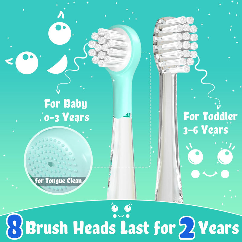 [Australia] - SEAGO Kids Electric Toothbrushes Rechargeable, Children's Power Toothbrushes with Magnetic Charging, LED Observing Light, 8 Toothbrush Heads for Ages 3+ Boys Girls (Blue) Blue 