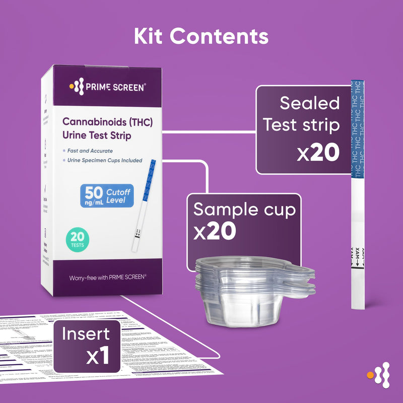 Prime Screen THC Urine Test Strips 2 Packs with Cup Included