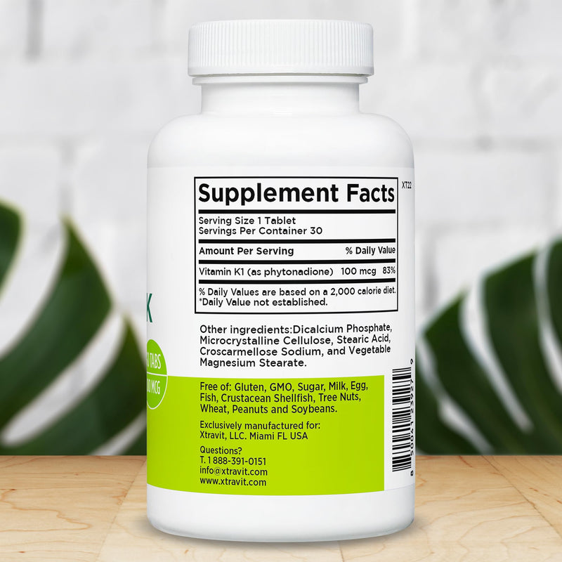 [Australia] - Vitamin K Supplement ‚Äì Natural Vitamins for Men & Women - Vital Nutrients for Calcium Absorption & Overall Balance - Non-GMO Supplements - Gluten & Sugar Free, No Fillers, 100 mcg, 30 Tablets 