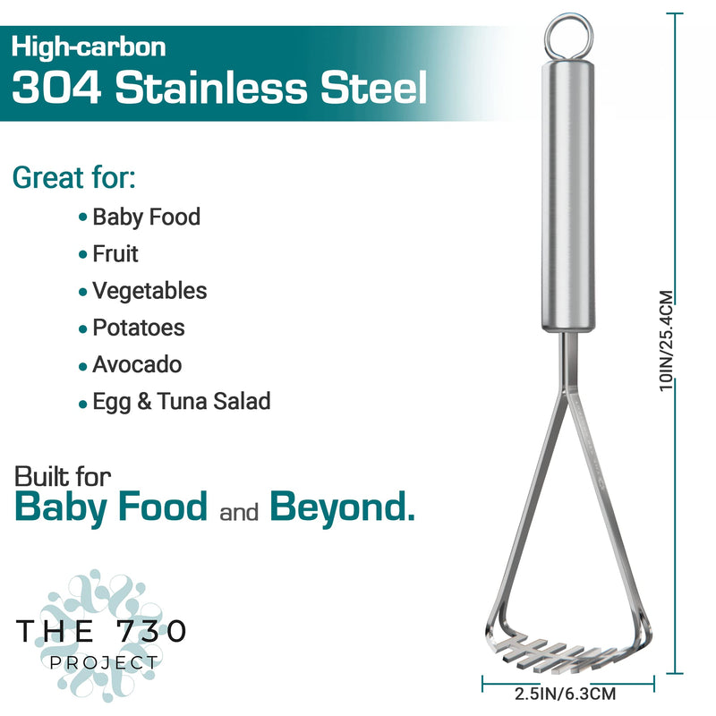 [Australia] - Mighty Masher – Stainless Steel Baby Food Masher for Starting Solids Essentials | Mini Avocado Masher, Stainless Steel Small Potato Masher | food smasher tool | Baby Led Weaning Supplies for Baby 
