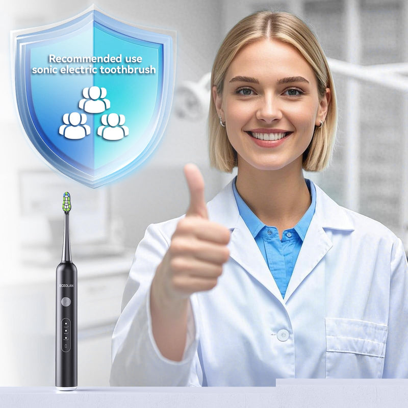 Sonic Electric Toothbrush, Rechargeable Travel Toothbrush Set, IPX7 Waterproof Power Toothbrush with Case, 8 Brush Heads, Charger, 2-Min Smart Timer, One Charge for 60 Days(White) White