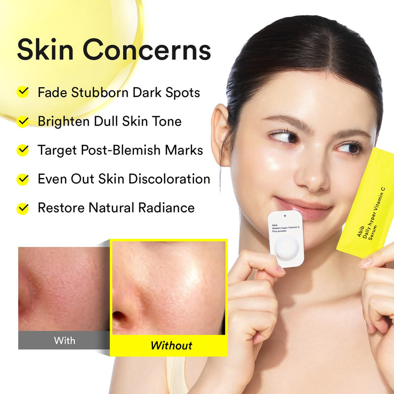 Abib Hyper Vita Shot 28 Days Program 1.42fl.oz.+0.03oz/42ml+0.8g | 10% Vitamin C Serum Individual Daily Pouches with Weekly Booster Powder, Ascorbic Acid, Korean Skin Care