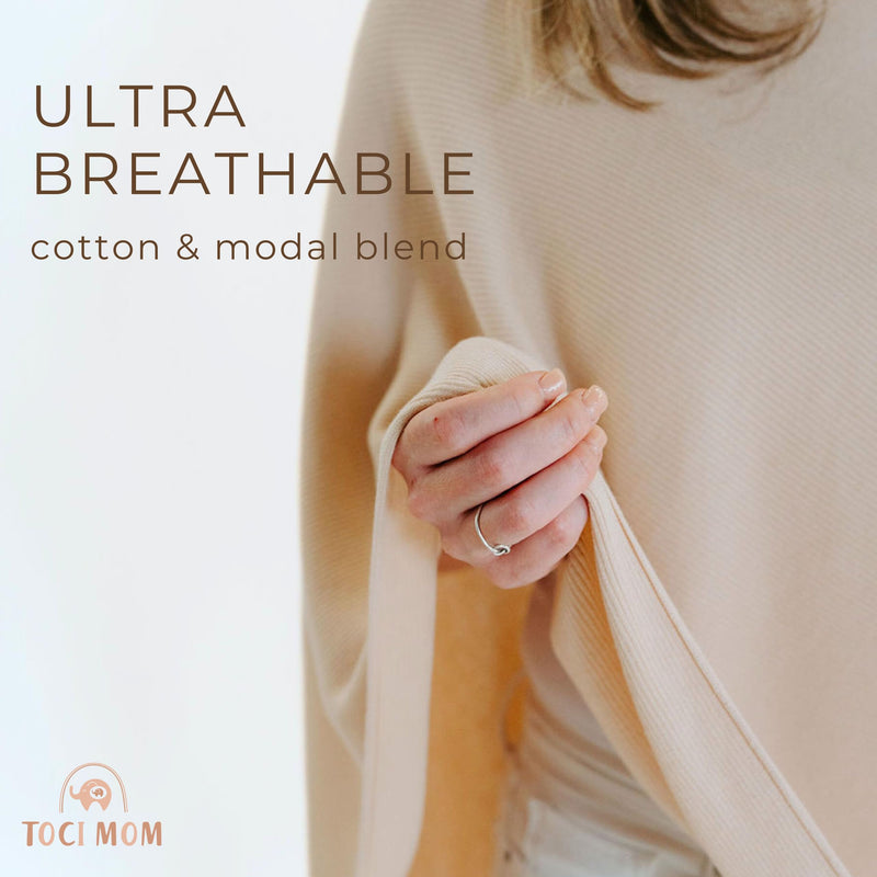 [Australia] - Nursing Cover for Breastfeeding | Full Coverage | Breathable & Soft | Wide Viewing Neck | Stretchable Modal Fabric Cream 