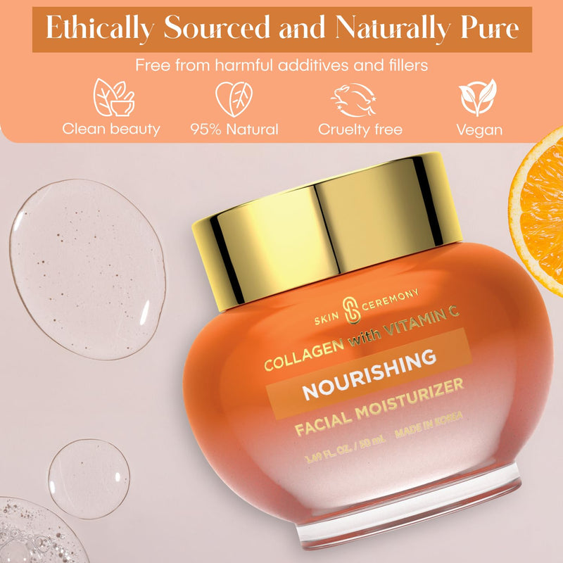 Collagen & Vitamin C Moisturizer - Brightens Skin, Reduces Fine Lines & Wrinkles - Anti-Aging, Dermatologist Tested, Clean Beauty, Korean Skin Care - 1.69 FL.OZ. Collagen & Vitamin C