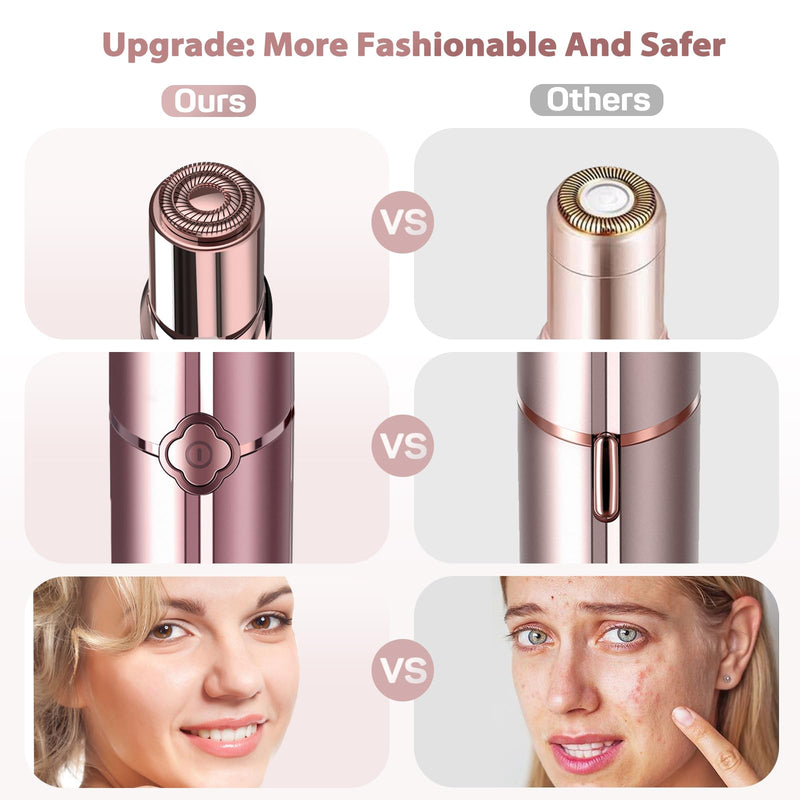 [Australia] - Facial Hair Removal for Women, Electric Painless Rechargeable Facial Hair Remover for Face, Lip, Chin with 2 x Replacement Heads Pink+2 Heads 