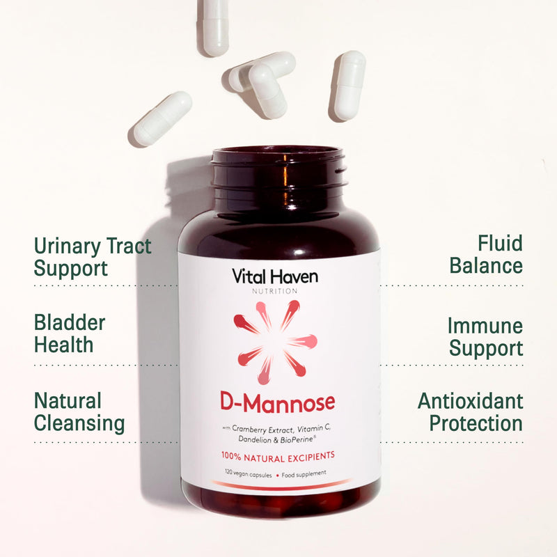 UTI/Bladder Supplement - D-Mannose + Cranberry Extract + Dandelion Root + Vitamin C - UK Made