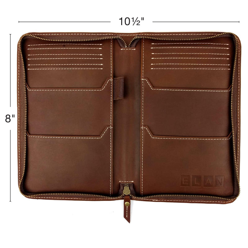 Excello Global Products Split Grain Leather Travel Wallet, Brown, Holds 4 Passports One Size Brown (Split Grain)