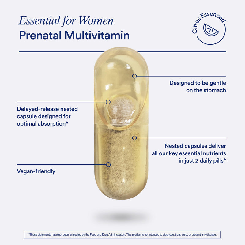 [Australia] - Ritual Essential for Women Prenatal Multivitamin: Folate & Choline for Neural Tube Support, Omega-3 DHA for Fetal Brain Development, Iron, Calcium-Helper D3 & K2, Non-GMO, Vegan, Citrus, 30 Days 
