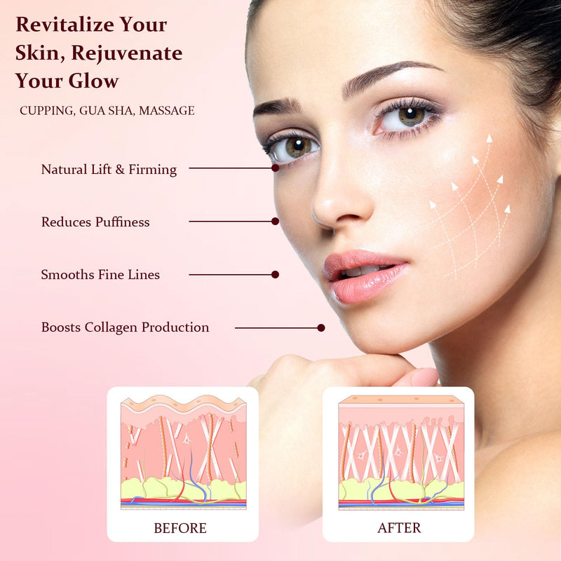 [Australia] - Electric Facial Cupping Therapy Set, 3-in-1 Cupping, Gua Sha & Massage Tool, 3 Cup Sizes for Face, Neck & Eyes, Anti-Wrinkle, Cellulite Reduction with 2 mode 9 Suction Levels 5 frequencies Facial Tool 