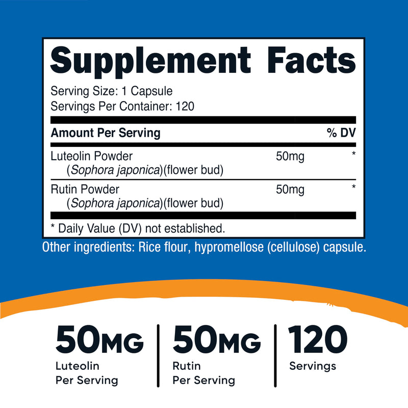 Nutricost Luteolin with Routine Complex 100mg (50mg Luteolin, 50mg Routine) 120 Capsules - Vegetarian, Non-GMO, Gluten Free