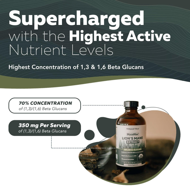 [Australia] - MycoMax Lions Mane Extract - 70% Beta Glucans, Max Potency Organic Lions Mane Supplement, US Grown + Ultrasonic Extraction - 500 mg per serving - Mental Clarity, Focus and Memory - 8 oz. Lions Mane Extract (Liquid) 8 Fl Oz (Pack of 1) 
