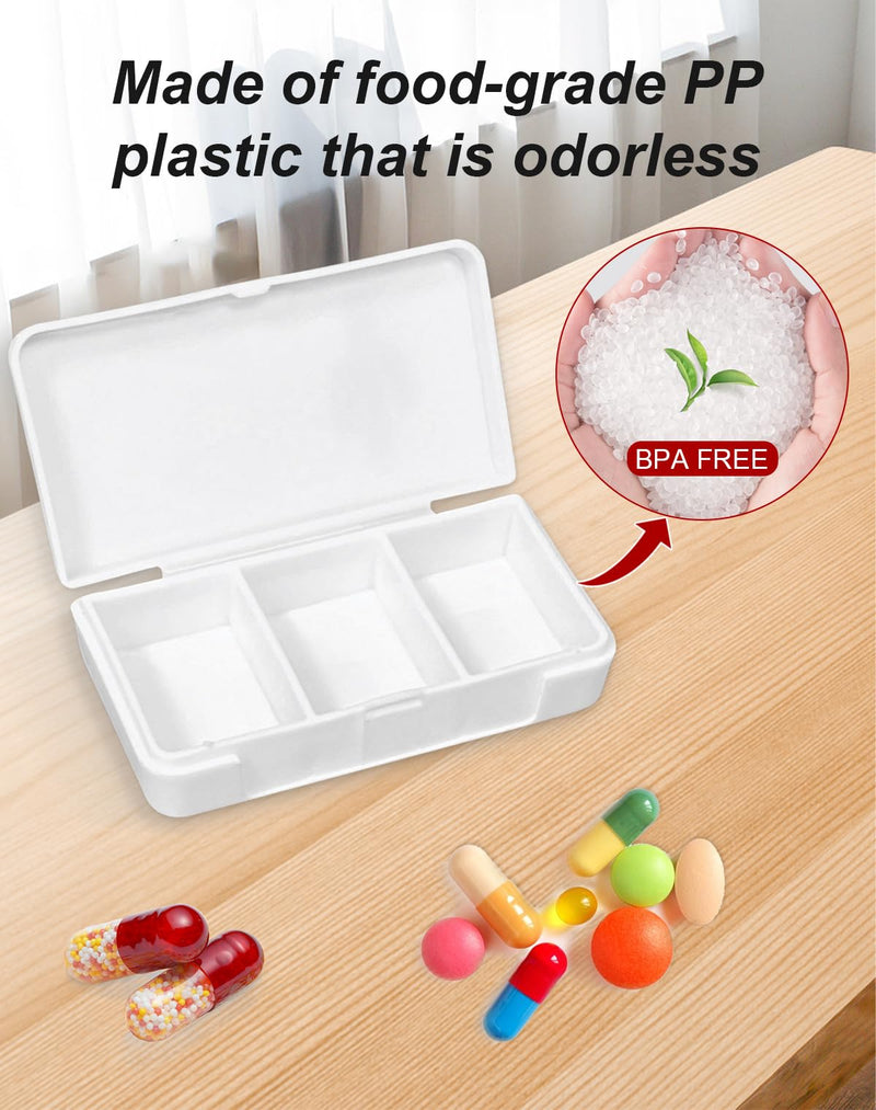 5 Pack Small Pill Organizer, Portable Travel Pill Case with 3 Compartments, BPA-Free Pill Box for Purse, Pocket, Daily Vitamins and Pills