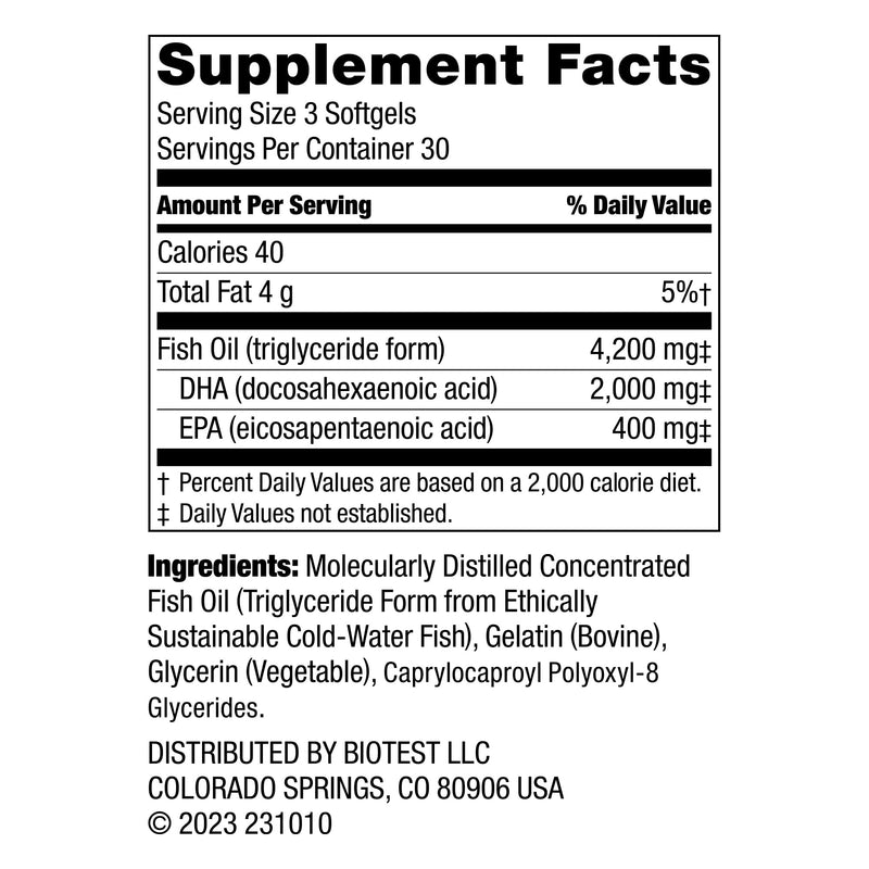 [Australia] - Biotest Flameout DHA-Rich Fish Oil - 4200 mg Omega-3 - Pharmaceutical Grade DHA & EPA - 90 Softgels (30 Day Supply) 90 Count (Pack of 1) 