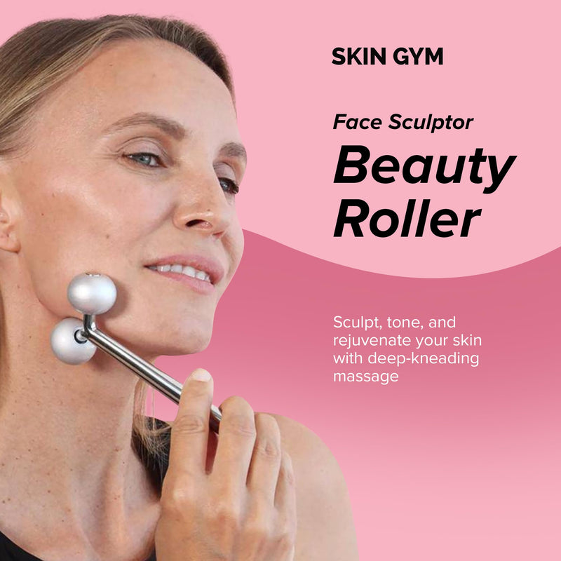 SKIN GYM Face Sculptor Beauty Roller, Stainless Steel Facial Massager for Lifting, Toning, and Sculpting