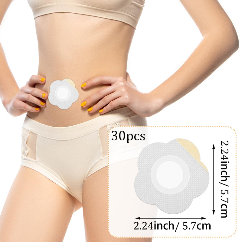 [Australia] - 30 Pcs Disposable Castor Oil Pack Wrap Belly Button Self-Adhesive Castor Belly Button Wrap Pads Highly Absorbent Spunlace Cloth Organic Cover Compress Patches Oil Not Included No Wash 2.24'' 30 