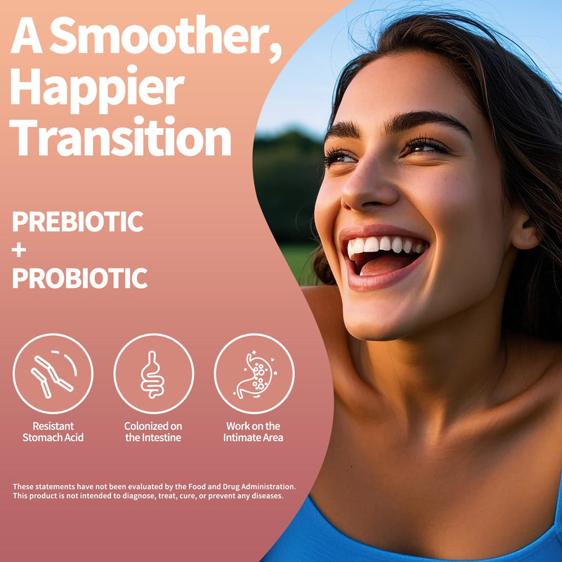 [Australia] - Black Cohosh Menopause and Menstrual Gummies with Magnesium, Vitamin E, Probiotic & Prebiotic - Hot Flashes* and Night Sweats* Relief Supplements - Vegan, Peach Flavored, 60 Counts 
