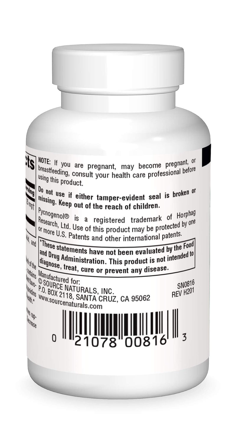 [Australia] - Source Naturals Pycnogenol 25 mg Proanthocyanidin Complex - 60 Tablets 60 Count (Pack of 1) 