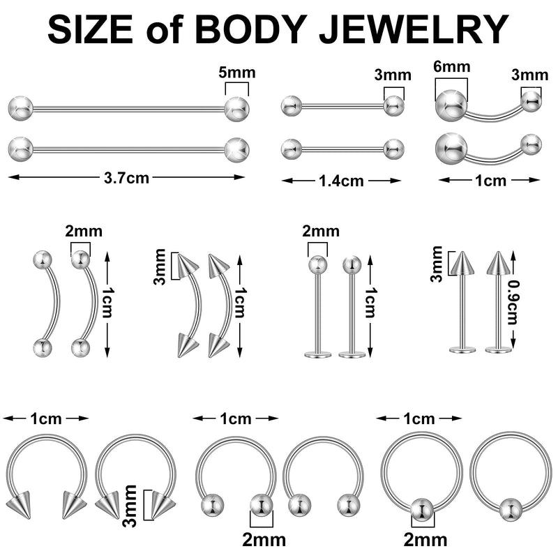 [Australia] - 41 Pieces Body Piercing Tool Kit Include Septum Forceps Clamp Pliers 20 Pcs 316L Stainless Steel Piercing Needles and 20 Pcs Nose Ring Hoop Jewelry for Ear Lip Belly Navel Tongue (Classic Style) 