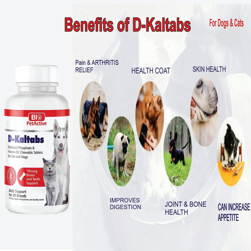 D-Kaltabs Phosphorus, Calcium Vitamin D3 Supplement for Dogs & Cats, Prenatal Pet Vitamins, Daily Pet-Tabs, Strong Nail, Teeth Support, 84 Chewable Tablets 84 Chewable Tablets D-Kaltabs - PawsPlanet Australia