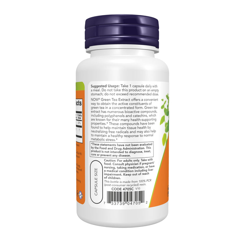 NOW Foods Supplements, Green Tea Extract 400 mg with Vitamin C, Cellular Protection*, 100 Veg Capsules 100 Count (Pack of 1)