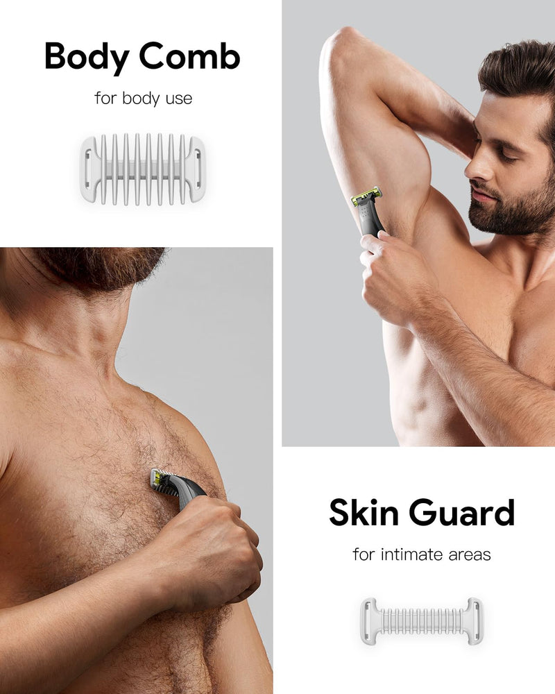 [Australia] - Attachments Intimate Skin Protection 3mm Body Comb with 1/2/3/5mm Protective Comb Set for O Blade QP2520 QP2530 QP2620 QP2630 QP6551, Electric Shaver Attachments Oblade Accessories, 8 Pieces 