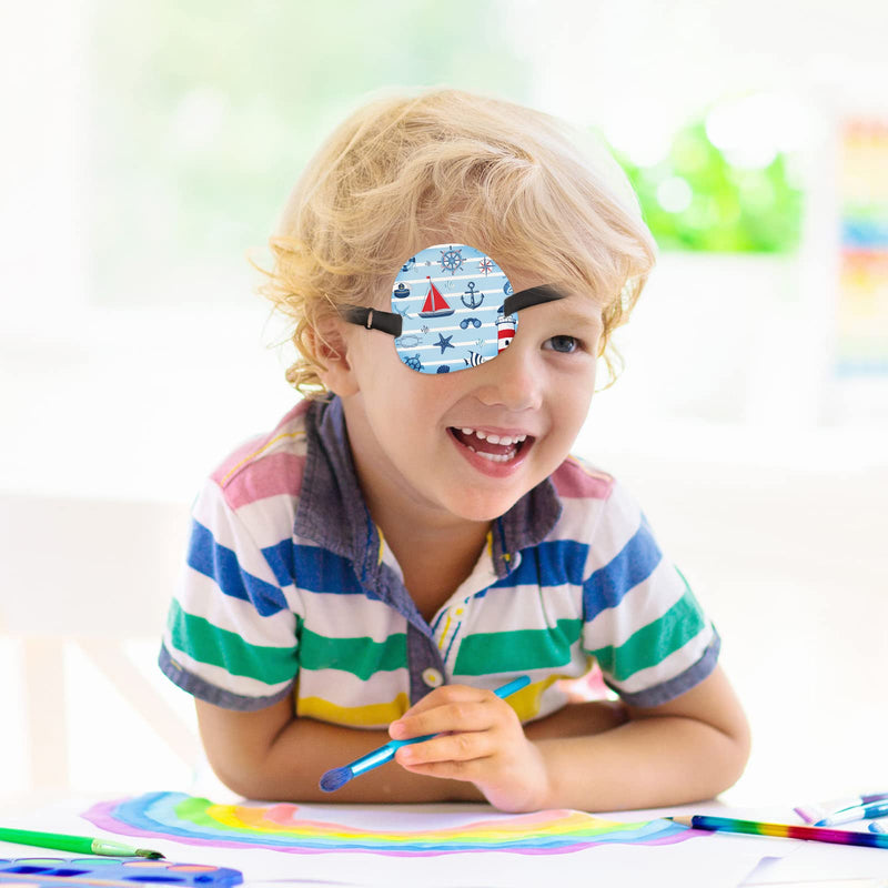 12 Pcs Eye Patches for Kids Adjustable Eye Patch Single Cute Reusable Cartoon Eyepatch with Elastic Strap Costume Accessories for Boys Funny Gifts Right or Left Eye Various Pattern