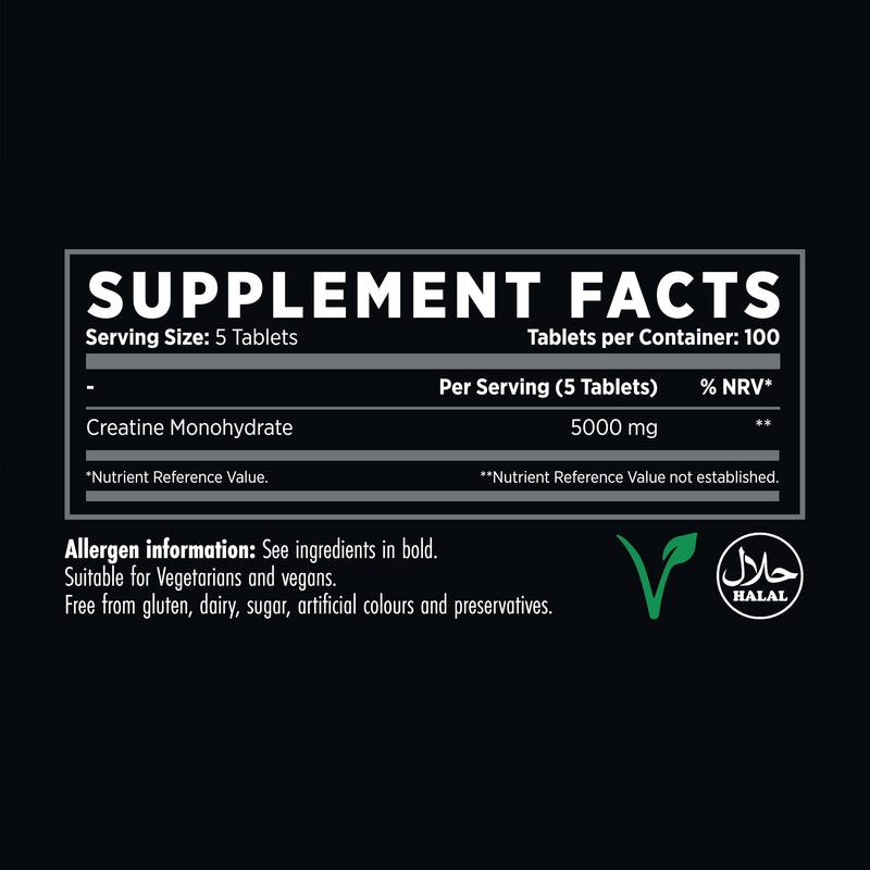 Refined Nutrition Creatine Monohydrate Tablets 5000mg – High Strength Pure Creatine 5g Serving – 100 Tablets for Muscle Growth, Power & Performance – UK Made, Vegan & Halal Certified – 20 Servings