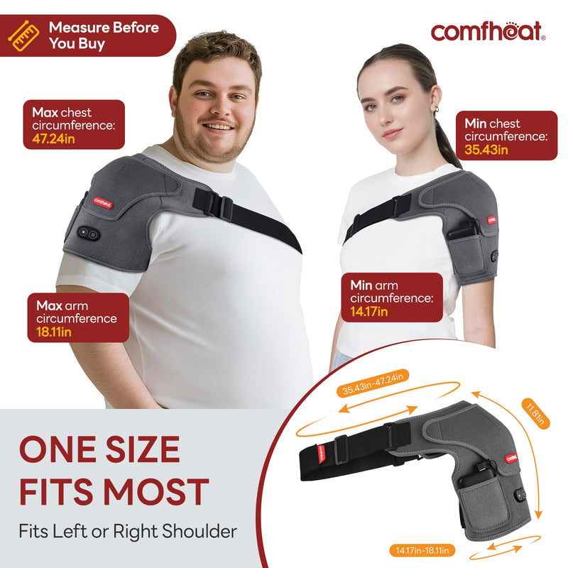 Cordless Shoulder Heating Pad with Massager, Heated Shoulder Brace | Rotator Cuff Frozen Shoulder Pain Relief Heat Wrap, 5000mAh Battery Powered 1-3H Hot Compress for Men & Women Heating & Vibration Massage