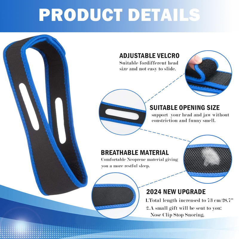 [Australia] - Anti Snoring Chin Strap Effective Stop Chin Strap for Men Women, Anti Snoring Devices for Sleep Adjustable and Breathable Anti Snore Devices Snoring Reduction Stop Snoring Aids for Better Sleep (Blue) 