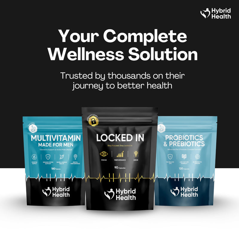 Hybrid Health Multivitamin for Men - 180 Vegan Tablets, 20+ Essential Active Vitamins and Minerals Including Vitamin C, Vitamin D, Vitamin K and Full Vitamin B-Complex, 180 Servings, 6 Months Supply