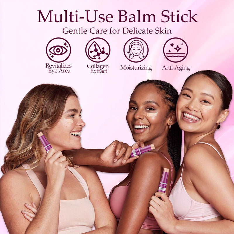 Multi Balm Stick, Moisturizer Stick for Eyes, Face, Neck, Collagen Moisturizer, Under Eye Balm Stick, Firming Hydrating, Shea Butter & Vitamin E for Makeup Base and Skin Care 0.24 Fl Oz