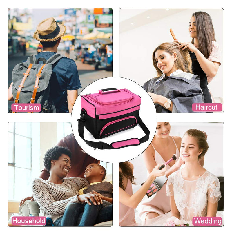 xuuyuu Hairdressing Tool Salon Case, Portable Travel Cosmetic Organizer Handbag Hair Equipment Carrying Case Mobile Large Capacity Cosmetology Organizer with Strap for Hair Stylist Shoulder Carrying