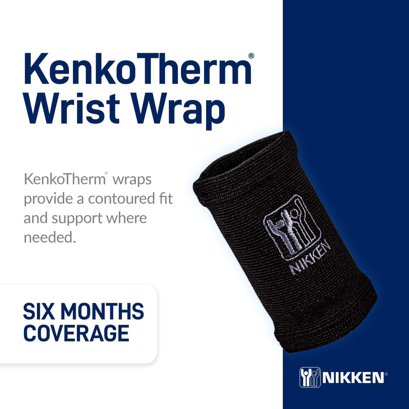[Australia] - Nikken KenkoTherm - Wrist Wrap Medium 1825 - Black Compression Support with Ceramic Reflective Fibers for Weightlifting, Boxing, and Muscle Comfort 