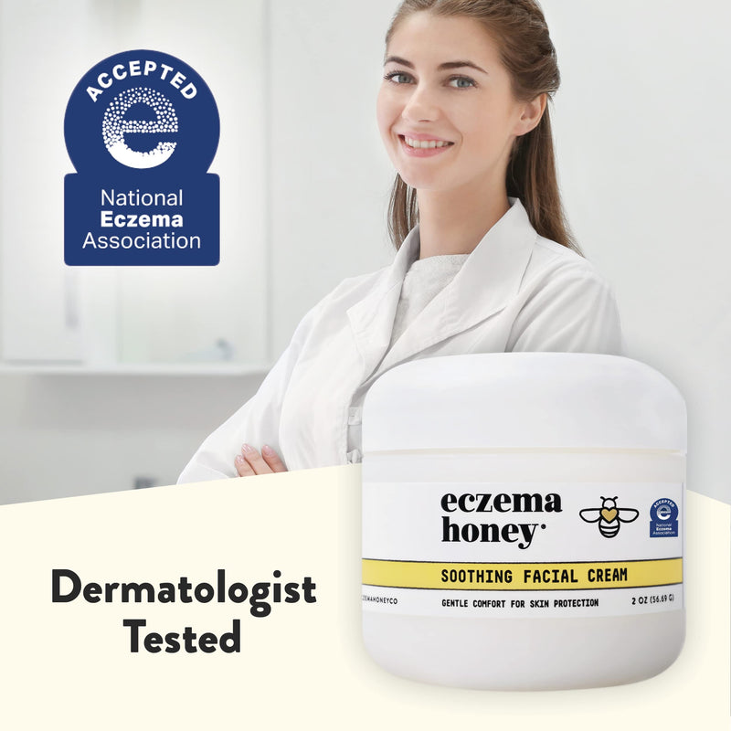 ECZEMA HONEY Soothing Facial Cream & 15% Vitamin C + Ferulic Acid Serum - Bundle for Sensitive & Dry Skin - Cruelty Free