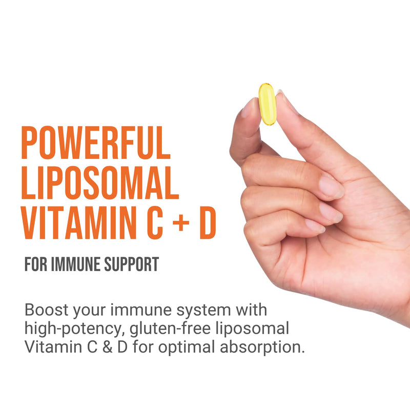 Liposomal Vitamin C 2000mg + Vitamin D3 400IU - High Absorption Softgels | Immune Support, Antioxidant, Collagen & Bone Health | Non-GMO, Gluten-Free, Made in UK, 30-Day Supply