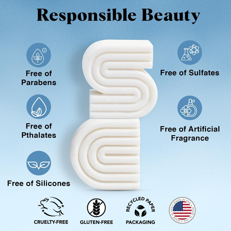 Kitsch 2-in-1 Ultra Sensitive Shampoo Bar & Body Wash + Conditioner Bar & Shaving Soap – Fragrance-Free Bar Soap for Sensitive Skin & Scalp - For Healthy, Radiant Hair and Skin - Made in USA – 2pcs