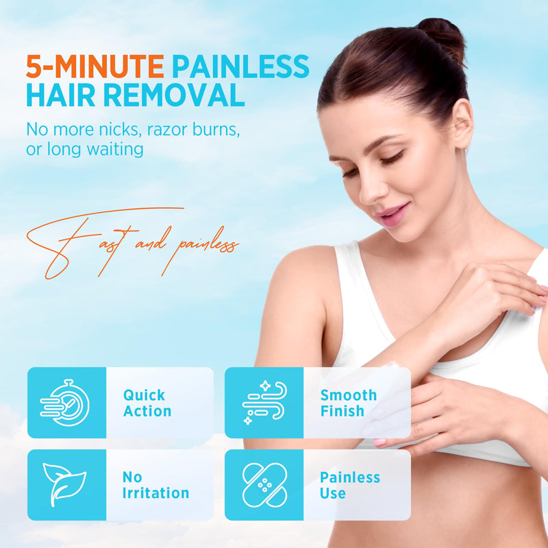[Australia] - Hair Removal Cream for Women – Painless Depilatory Cream for Legs, Arms, Underarms & Bikini Line – 5 Minute Fast Acting Hair Remover with Aloe Vera & Argan Oil – Gentle on Sensitive Skin 4.2 Fl Oz (Pack of 1) 