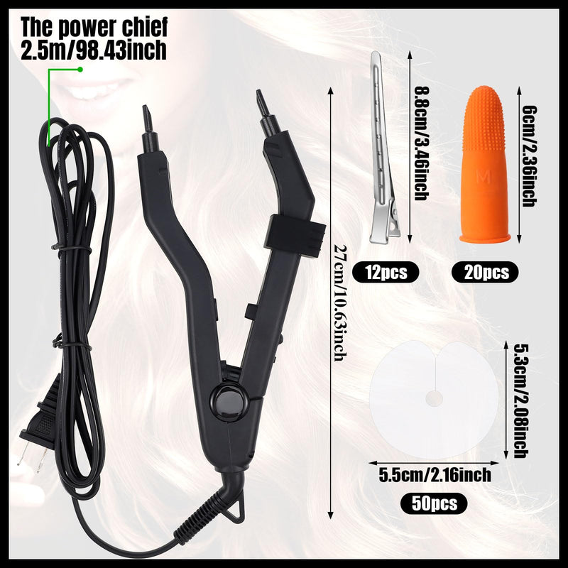 [Australia] - Hair Extensions Tool K Tips Hair Extensions Tool 12 Templates Clips 50 Fusion Glue Protector 201 Finger Protector 2 Bags Keratin Glue Granule Beads(Black) 