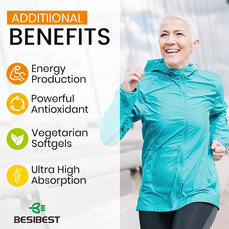 Besibest 1000mg Liposomal CoQ10 Ubiquinol, 240 Vegan Softgels, High Absorption Ubiquinol CoQ10 Supplement, Active Antioxidant Form of Coenzyme Q10 for Heart Function & Energy Production 60 Count (Pack of 4)