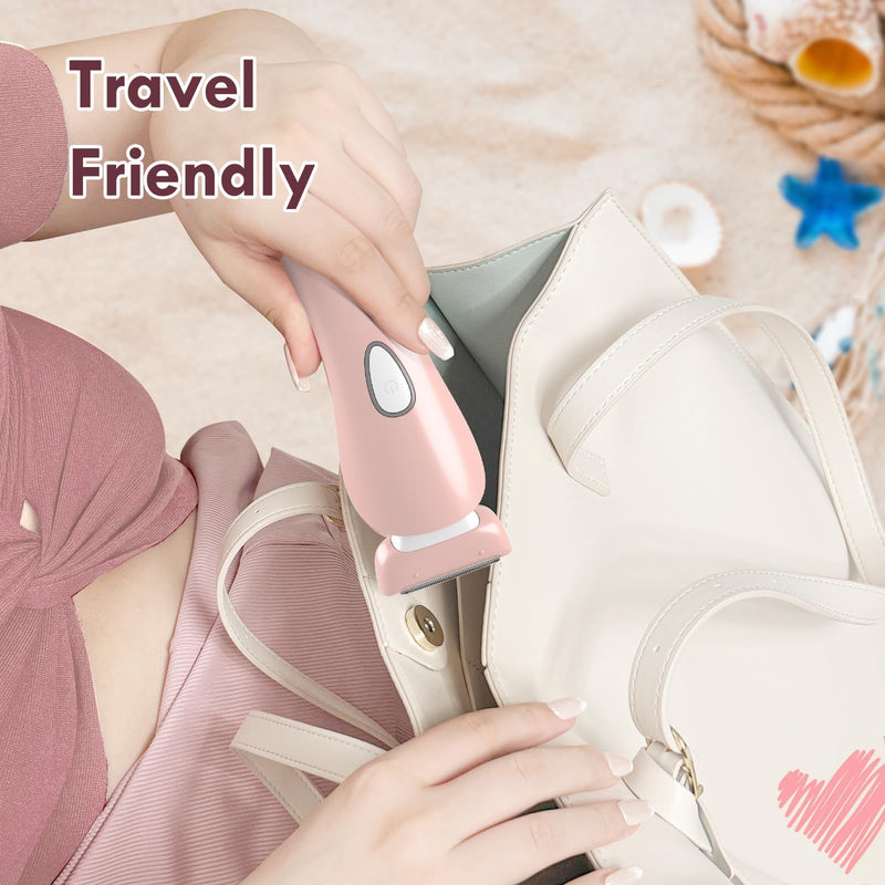 [Australia] - Electric Razor for Women - Painless Eletric Shavers for Women, Body Hair Removal for Legs and Underarms, Ladies Bikini Trimmer Wet Dry Shave, Rechargeable, with LED Light, Pink 970 