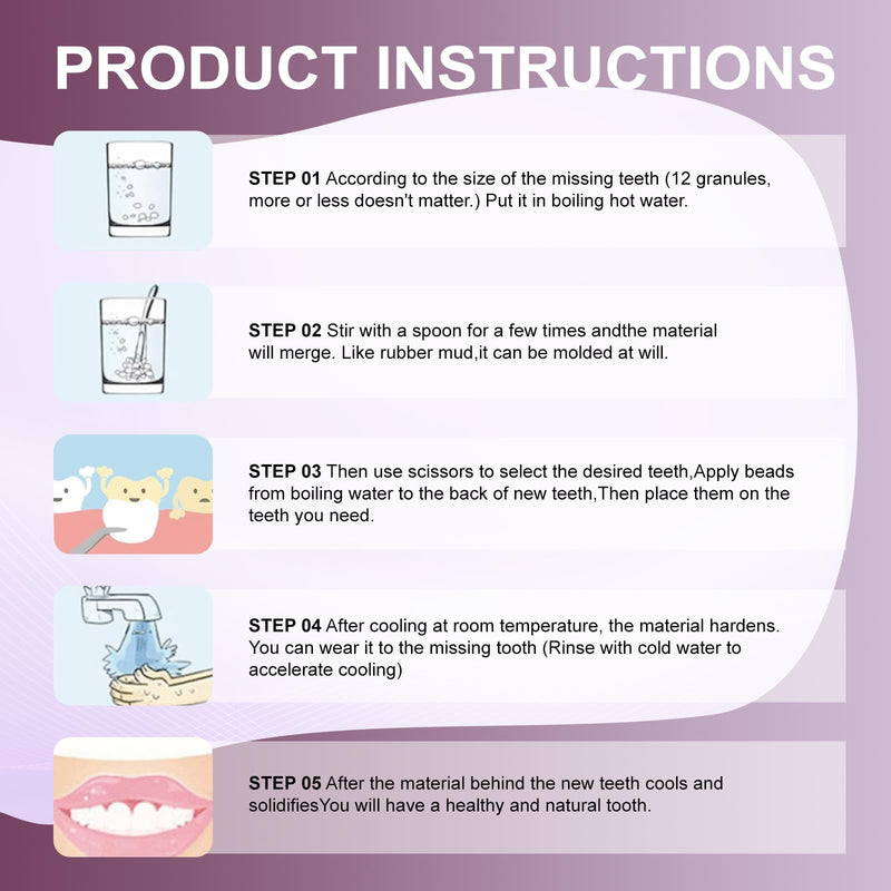 Tooth Repair kit，Teeth Repair Kit for Filling The Missing Broken Tooth and Gaps-Moldable Fake Teeth and Thermal Beads Temporary Replacement Kit-L005