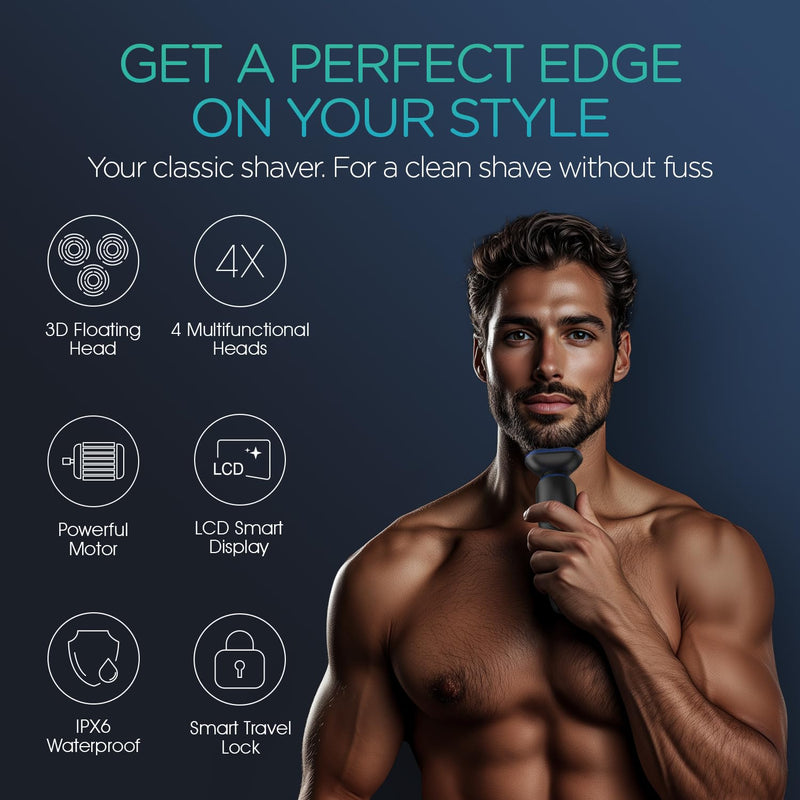 [Australia] - VOYOR Electric Razor for Men Cordless Shavers for Shaving with face sideburn Nose Ear Hair Rechargeable Wet Dry Waterproof TX410 New (New Version-Blue) New Version-Blue 