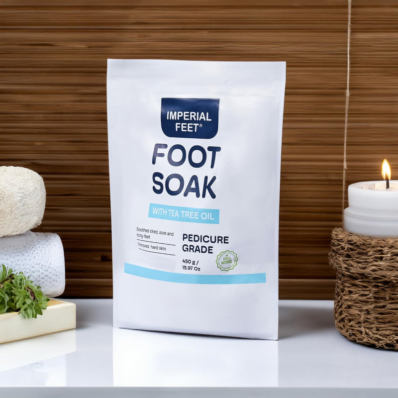 [Australia] - Epsom Salt Foot Soak w Tea Tree for Foot Bath (PEDICURE GRADE) - Toenail Repair, and Fungus Athletes Foot, Softens Calluses, Tired Feet, Nail Discoloration Foot Soak Salts, Smelly Foot Therapy16oz 